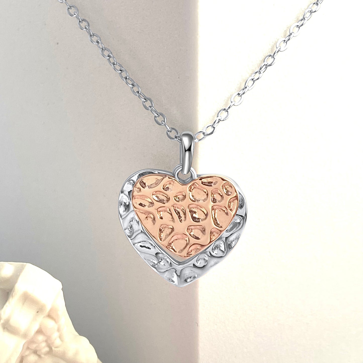 IGIE Hammered Heart Necklace Sterling Silver Necklace For Women