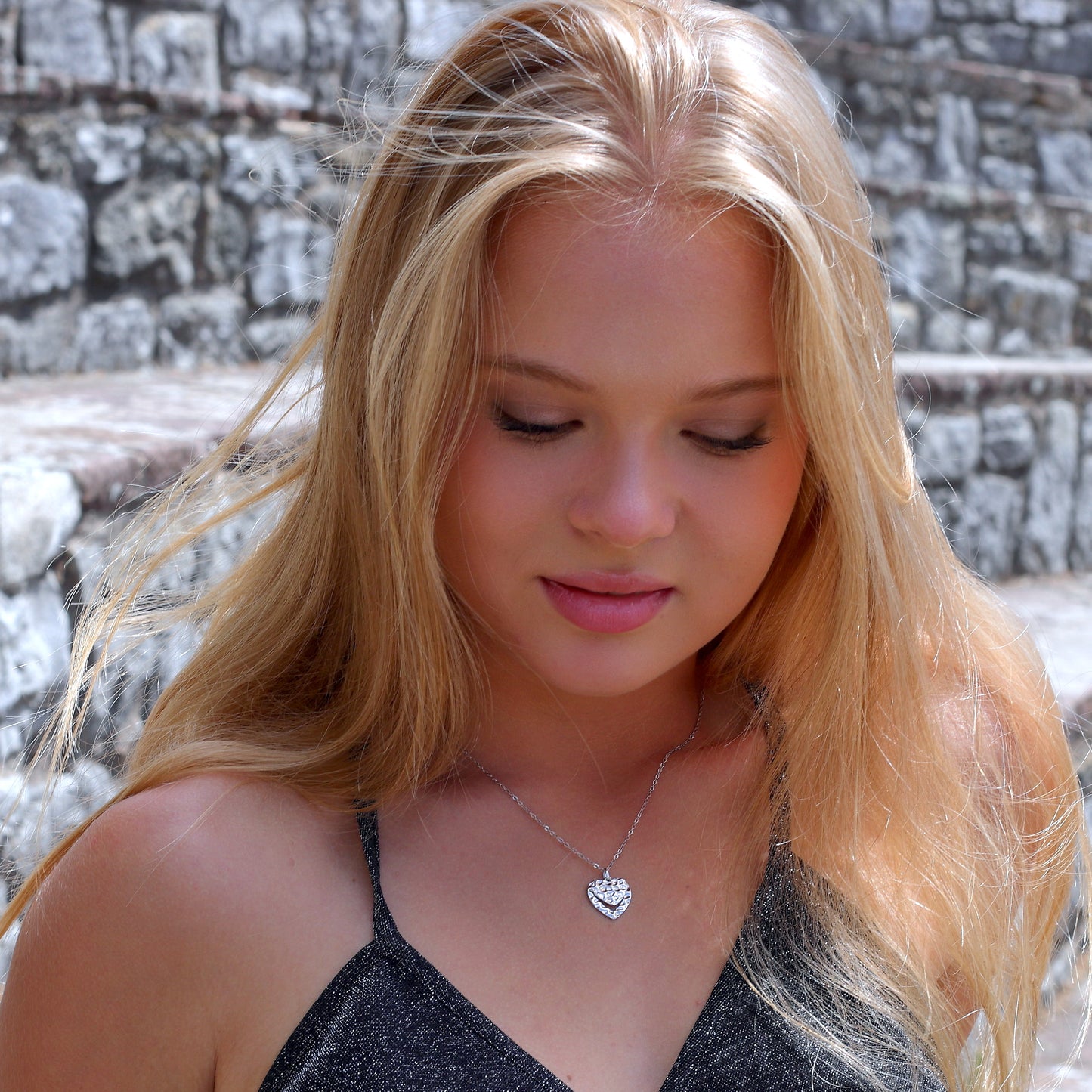 IGIE Hammered Heart Necklace Sterling Silver Necklace For Women